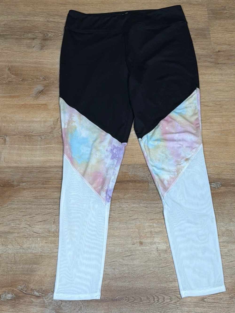 SO Black Leggings with Pastel Tie-Dye and White Panels